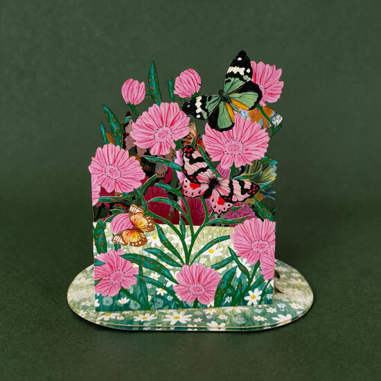 LTC003 3D pop-up kaart Little Moments - bloementuin