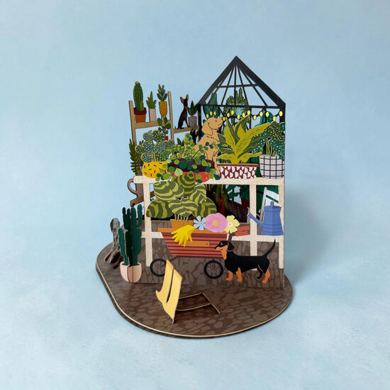LTC004 3D pop-up kaart Little Moments - honden en planten