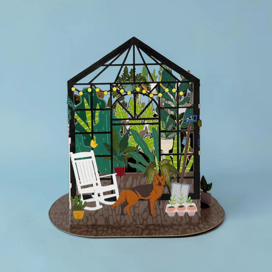 LTC004 3D pop-up kaart Little Moments - honden en planten