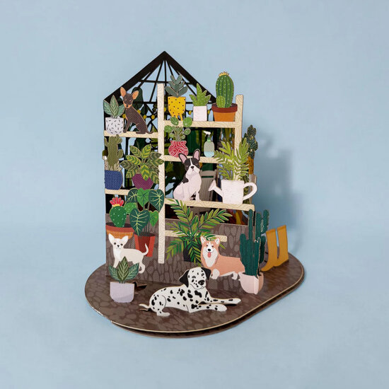 LTC004 3D pop-up kaart Little Moments - honden en planten