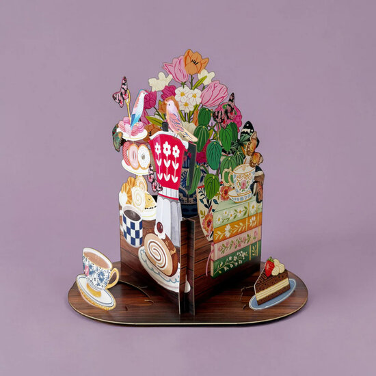 LTC008 3D pop-up kaart Little Moments - thee en koekjes