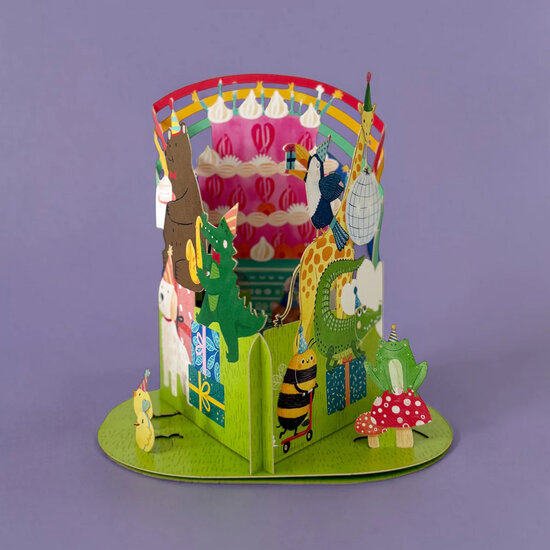 LTC011 3D pop-up kaart Little Moments - dierenverjaardag