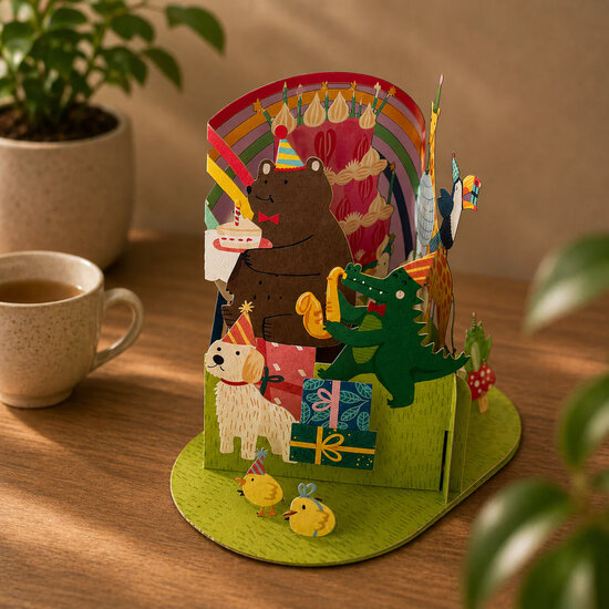 LTC011 3D pop-up kaart Little Moments - dierenverjaardag | Alljoy design | Mano cards groothandel