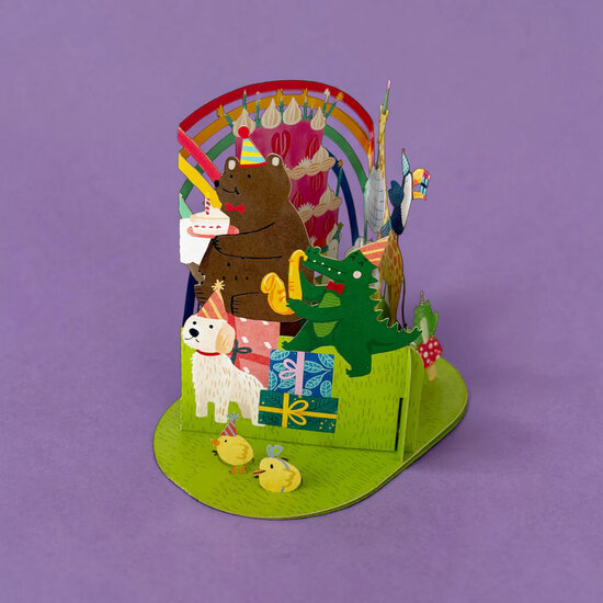 LTC011 3D pop-up kaart Little Moments - dierenverjaardag
