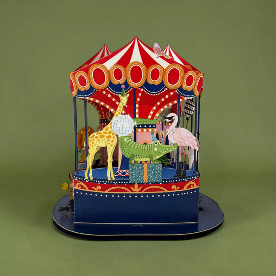 LTC012 3D pop-up kaart Little Moments - dierendraaimolen