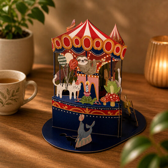 LTC012 3D pop-up kaart Little Moments - dierendraaimolen | Alljoy design | Mano cards groothandel