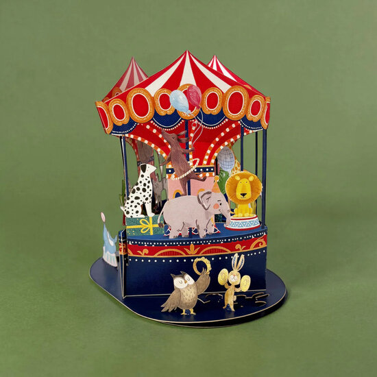 LTC012 3D pop-up kaart Little Moments - dierendraaimolen