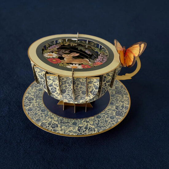 TEA030 a Cup of Tea kaart - haas en bloemen | mano cards groothandel