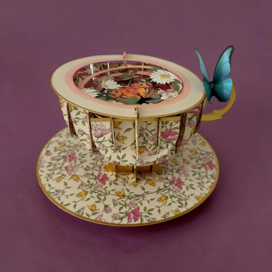 TEA034 a Cup of Tea kaart - oranje vlinder | mano cards groothandel