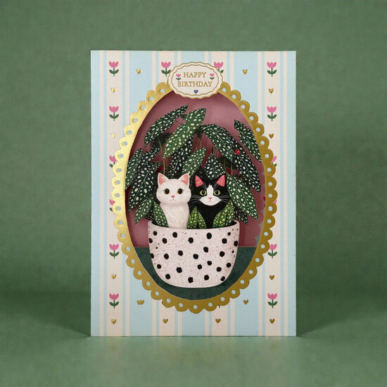 AL324 Laser uitgesneden wenskaart - happy birthday - kittens | Alljoy design | Mano cards groothandel