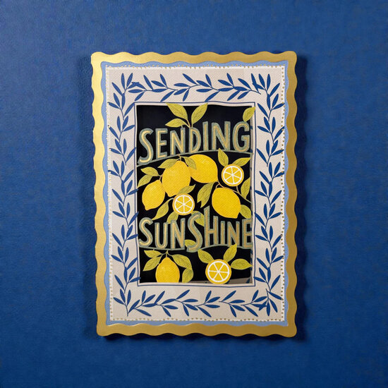 AL325 Laser uitgesneden wenskaart - sending sunshine - citroen