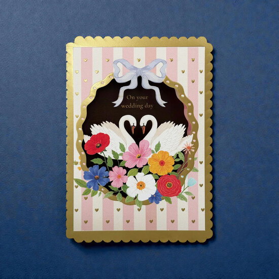 AL329 Laser uitgesneden wenskaart - on your wedding day - zwanen | Alljoy design | Mano cards groothandel