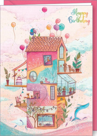D193 - wenskaart Jehanne Weyman - happy birthday - huis | Code5 | Mano cards groothandel
