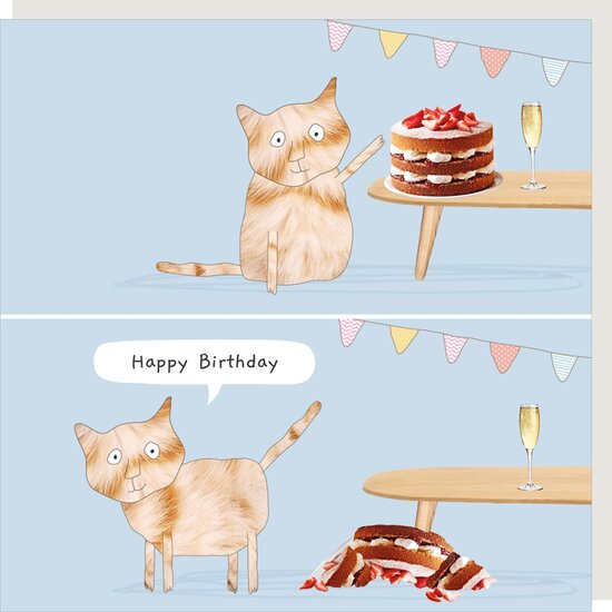 BB083 &ndash; Rosie made a thing wenskaart - cat cake | Mano cards groothandel