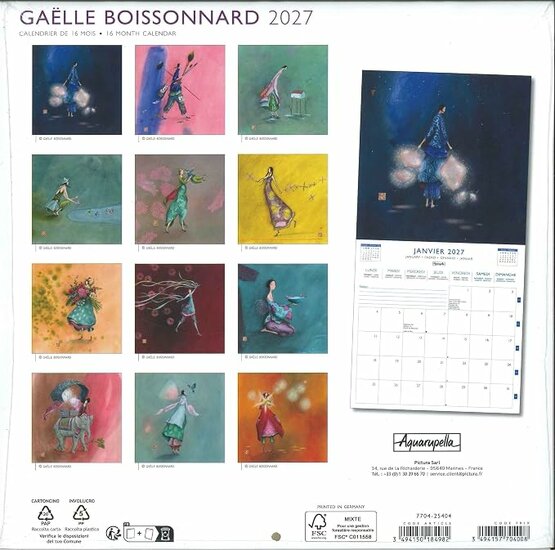 CAL25405 kalender 2026-2027 gaelle boissonnard - blauw - 16 maanden