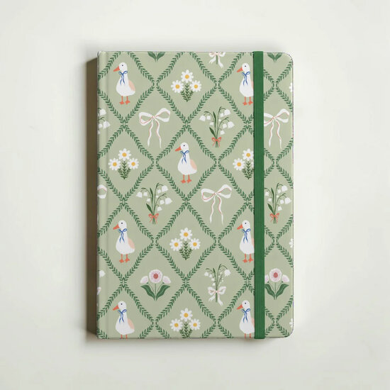 VOL7 - luxe notitieboek A5 (14,8 x 21 cm) - eend en bloemen