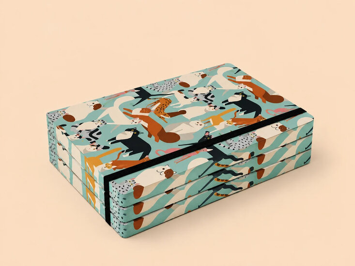 VOL9 - luxe notitieboek A5 (14,8 x 21 cm) -  nieuwsgierige katten