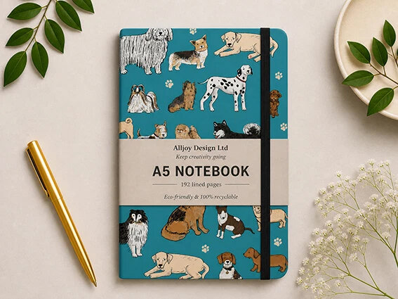 VOL10 - luxe notitieboek A5 (14,8 x 21 cm) -  honden parade| Mano cards groothandel