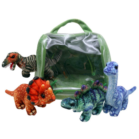 PC003038 dinosaurus huis en 4 vingerpoppen - hide away hand- en vingerpoppen