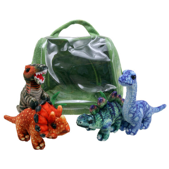 PC003038 dinosaurus huis en 4 vingerpoppen - hide away hand- en vingerpoppen