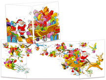 kerst CT131 Cache-Cache uitklapbare kaart - cadeautjes in slee