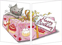 CT355 Cache-Cache uitklapbare kaart - happy birthday - verrassing kat en muis