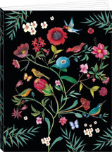 KI223 Schrift van Mila -  bloemen en vogels zwart  (17 x 22 cm)