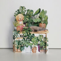AJD-KID028 Kids pop-up kaart - hond met planten