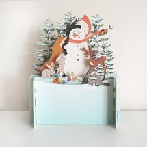 xpop006 pop-up kerstkaart - sneeuwpop