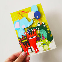 KC028 laser gesneden kaart - happy birthday - dieren