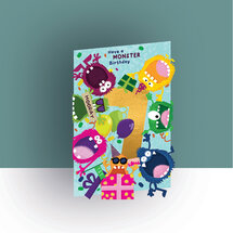 KC025 laser gesneden kaart - 7 jaar - have a monster birthday