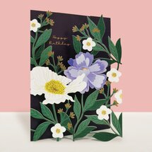 AL164 Laser uitgesneden wenskaart - happy birthday - bloemen