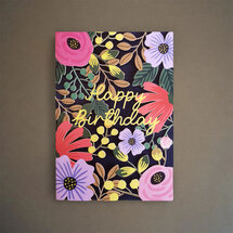 AL200 Laser uitgesneden wenskaart - happy birthday - bloemen
