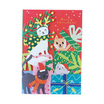 cms037 lasergesneden kerstkaart - merry christmas - katten
