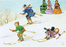 k16021 ansichtkaart Elsa Beskow - skieƫn