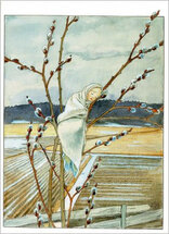 16044 ansichtkaart Elsa Beskow - slapend kindje en weiland