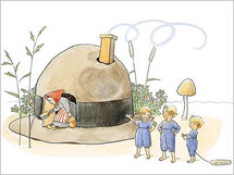 16046 ansichtkaart Elsa Beskow - het hoedenhuis
