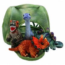 PC003038 dinosaurus huis en 4 vingerpoppen - hide away hand- en vingerpoppen