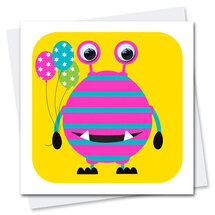 STR355 wenskaart Stripey Cats - monster Party Pants Percy