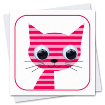 STR057 wenskaart Stripey Cats - boerenerf Stripey Cat Pink