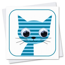 STR059 wenskaart Stripey Cats - boerenerf Stripey Cat Blue