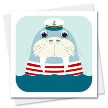 STR107 wenskaart Stripey Cats - water Walter Walrus