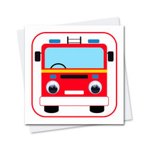 STR403 wenskaart Stripey Cats - vervoer Fergus Fire Engine