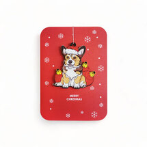 WHC094 kerstkaart met houten hanger - merry christmas - hond