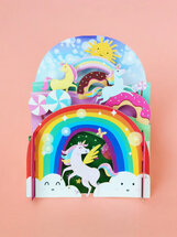 AJD-KID039 Kids pop-up kaart - regenboog eenhoorn