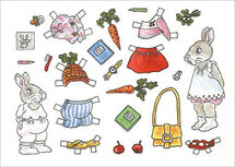 16197 ansichtkaart Anne en Doris konijn, aankleeddieren