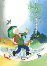 16551 ansichtkaart wandelen in de regen, lente