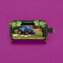 MIB308 Message in a Bottle kaart - blauwe tractor