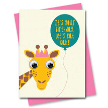STR830 wenskaart Stripey Cats - Lets eat cake - giraffe