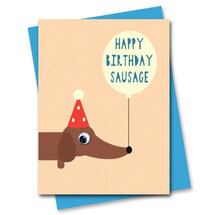 STR822 wenskaart Stripey Cats - Birthday sausage